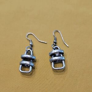 Silver like earrings w/ an industrial-inspired design- Steampunk nautical knot